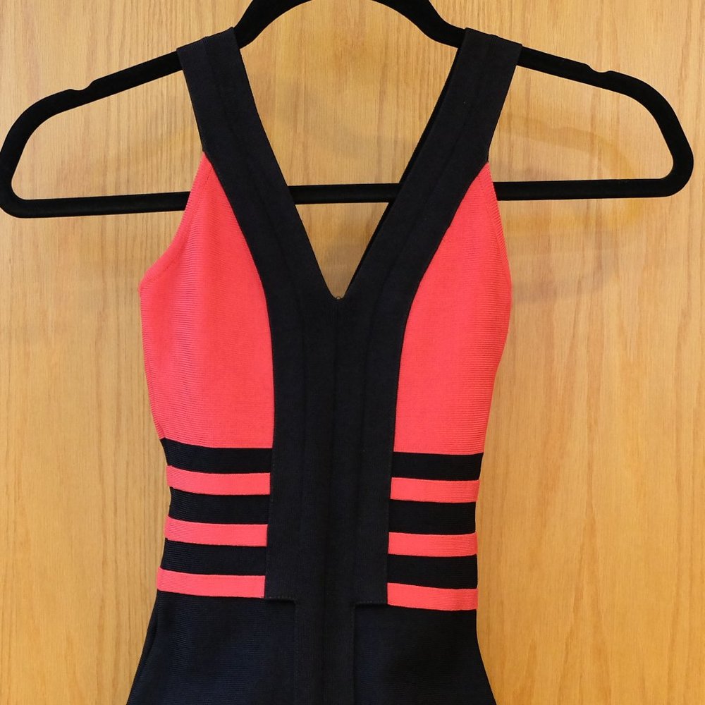 Marciano Black and Coral Bodycon Dress - Picture 3 of 7